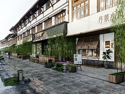 现代新中式商业景观 古镇 水街 改造 名宿