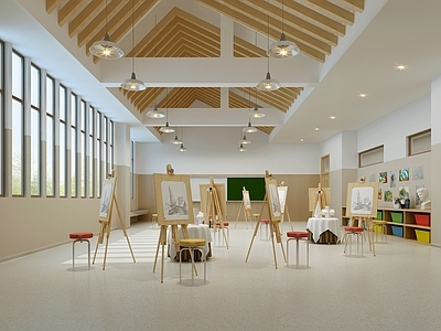 现代教室 学校美术教室 艺术教室 多功能教室 小学