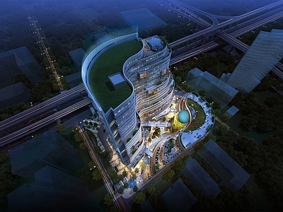 现代轻奢商场建筑 商业高层 商业裙楼 商场门头