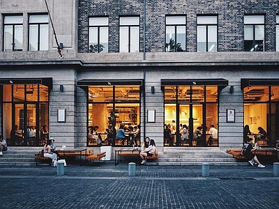 现代街道外景 商业街外景 街道夜景 路边酒吧 街头茶座 咖啡店
