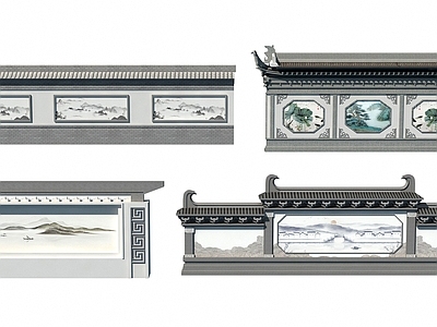 新中式景墙 新中式庭院景墙 照壁墙 浮雕文化墙 园林景观墙 四合院景墙