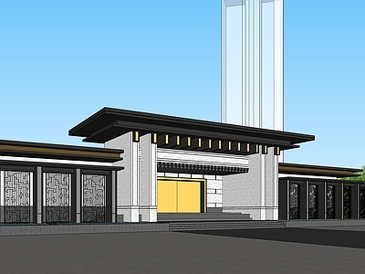 新中式售楼处建筑 售楼部