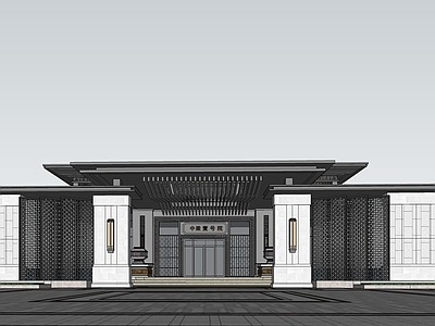 新中式售楼处建筑 售楼部