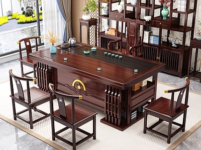 新中式中式茶桌椅 茶台 茶桌 大板桌 实木茶桌