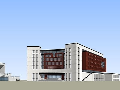 现代新中式学校建筑 教学楼学校 图书馆 展览馆 教室 公共活动中心