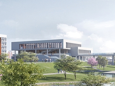 现代新中式餐饮建筑 学校食堂 饭堂 餐厅 饮食建筑 图书中心