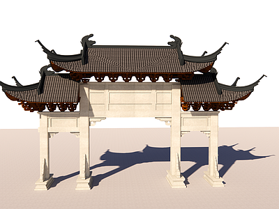 中式古建筑 牌坊 门楼