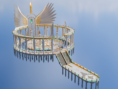 复古风格建筑 科幻建筑 仙侠建筑 神话建筑 天空之城建筑 天使之城建筑