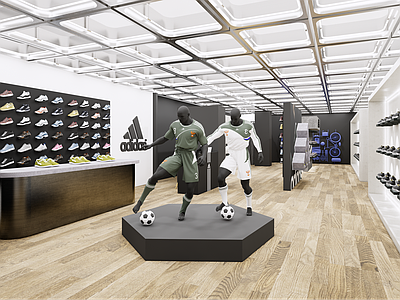 现代商场建筑 服装店 商业空间 阿迪达斯 展台 展厅