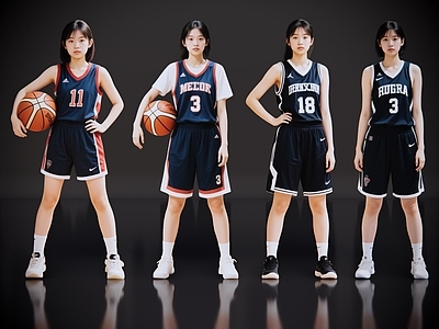 儿童 2D现代运动人 儿童运动 儿童篮球 篮球少女 运动人物