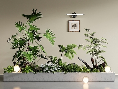现代室内景观 景观造景 庭院景观 庭院小品 花箱 植物堆