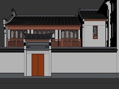 中式其他公共空间 古建筑 中式庭院 古建筑门