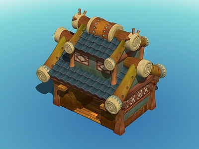 复古中古古建筑 漆器店 场景建筑