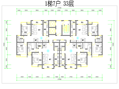 现代住宅楼建筑 合生1梯4户小高 施工图