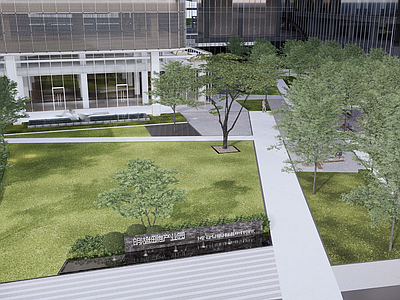 现代简约办公景观 现代办公产业园 办公景观 极简风