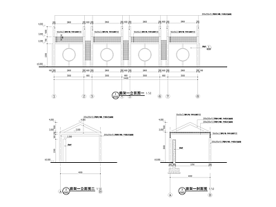 现代廊架 文化长廊 施工图