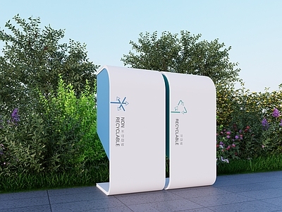 现代其他小品 现代户外垃圾桶 分类垃圾桶