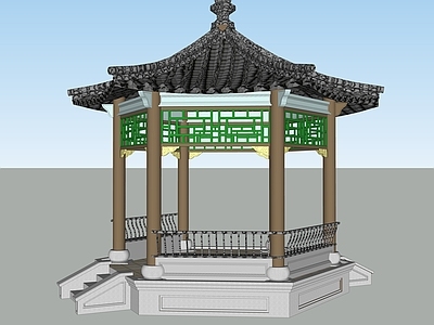 中式古建筑 古建六角亭子