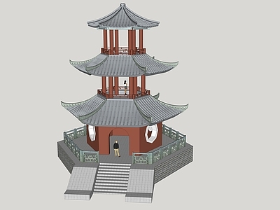 中式古建筑 古建亭子
