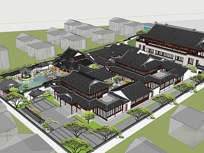 中式古建筑 古建 会所 住宅