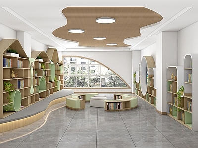 现代图书馆 现代幼儿园绘本馆 图书馆 阅览室 儿童图书室 阅读室
