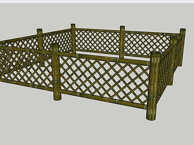 中式办公景观 竹篱笆 竹栏杆 栏杆 竹子元素