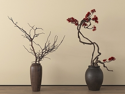 盆栽 中古风花瓶 盆栽