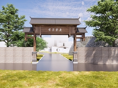 现代新中式入口大门 入口大门 庭院门 牌坊 大门