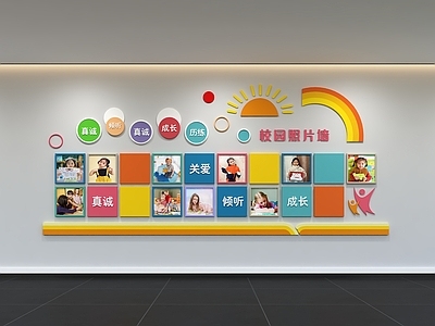 现代简约文化墙 幼儿园文化墙 校园照片墙 展示墙 标语 校园风采