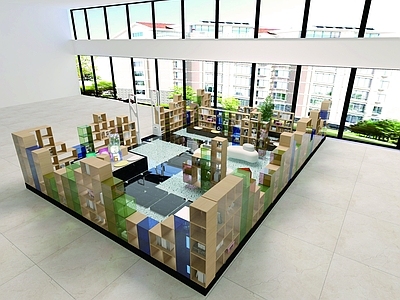 现代简约图书馆 行政书房 书房 大厅书房