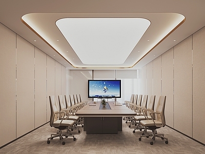 现代轻奢会议室 现代会议室 会议桌 会议椅