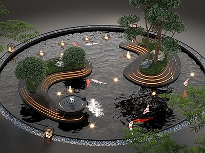 现代水景 现代水景观 喷泉 鱼池 庭院水景 水钵 水缸水景