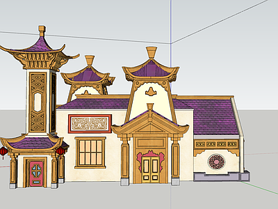 复古新中式古建筑 乐园建筑 商业建筑 特色建筑 古建筑