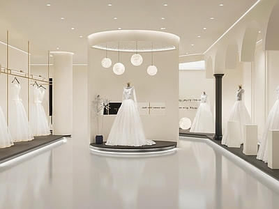 现代婚纱摄影店 奶油风婚纱店