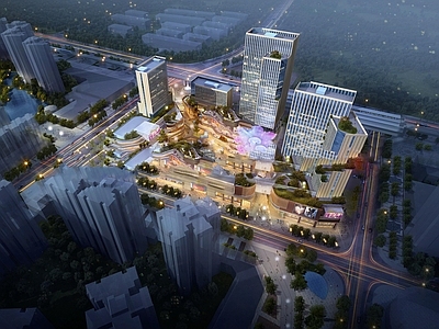 现代轻奢商场建筑 商业广场 繁华商业 商业多层 商业裙楼