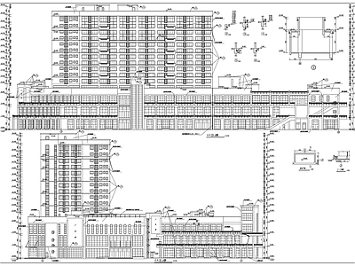 现代住宅楼建筑 9640平米广场 商住楼建筑图 施工图