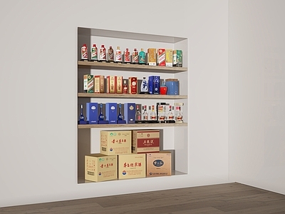 现代摆件组合 酒水 酒柜 酒瓶 酒品 酒盒