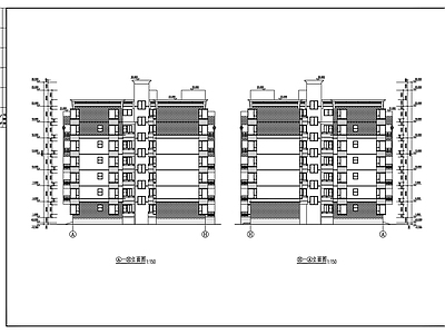 现代住宅楼建筑 7层商住建筑图 施工图