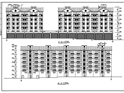 现代住宅楼建筑 6层商住楼建筑图 施工图