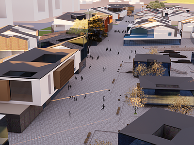 中式新中式商业街 徽派商业街 徽派建筑