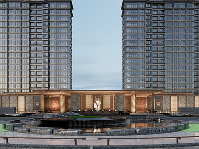 新中式小区建筑 新中式小区门头 宋风示范区门头