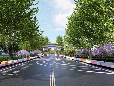 现代中式铺装 乡村彩绘 地面彩绘 网红打卡道路