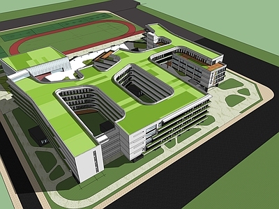 现代学校建筑 初中 高中 学习 教学楼学校 学校操场