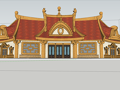 中式现代风格建筑 乐园建筑 主题建筑 卡通建筑