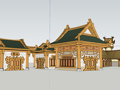 中式中古风格建筑 主题包装建筑