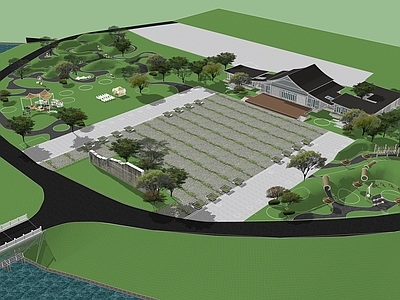现代乡村公园 入口服务中心建筑 郊野公园 烧烤露营地 草坪婚礼 无动力儿童乐园