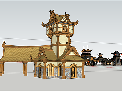 新中式中式风格建筑 特色建筑