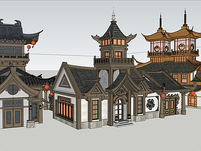 中式新中式古建筑 宋代风格建筑 古建筑 特色建筑