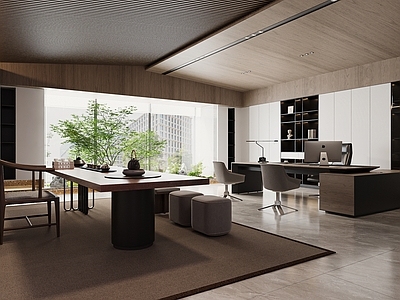 新中式现代董事长办公室 董事长办公室 经理办公室 茶室