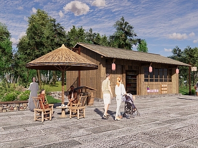 新中式中式其他商业建筑 景区售卖铺商铺 景区小驿站补给站 景区小售卖亭商店 旅游商品售卖店 景区简餐茶饮铺